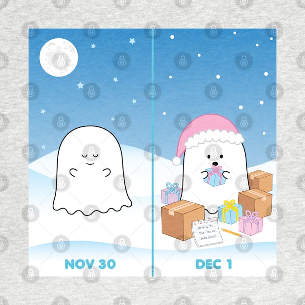 Gordie the Ghost (Nov 30 vs Dec 1) | by queenie's cards by queenie's cards